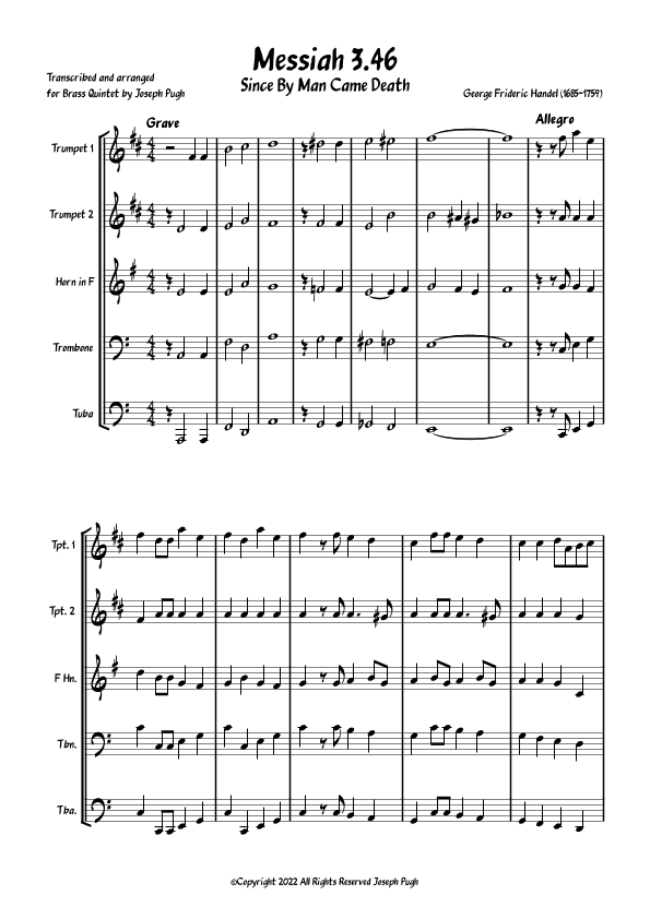 Messiah 3.46 Since By Man Came Death (arr. Joseph Pugh)