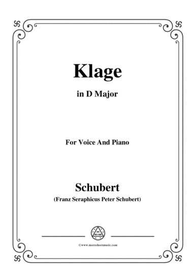 Schubert-Klage(Lament),in D Major,D.415,for Voice and Piano (arr. MSM)