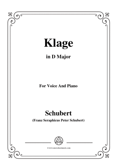 Schubert-Klage(Lament),in D Major,D.415,for Voice and Piano (arr. MSM)