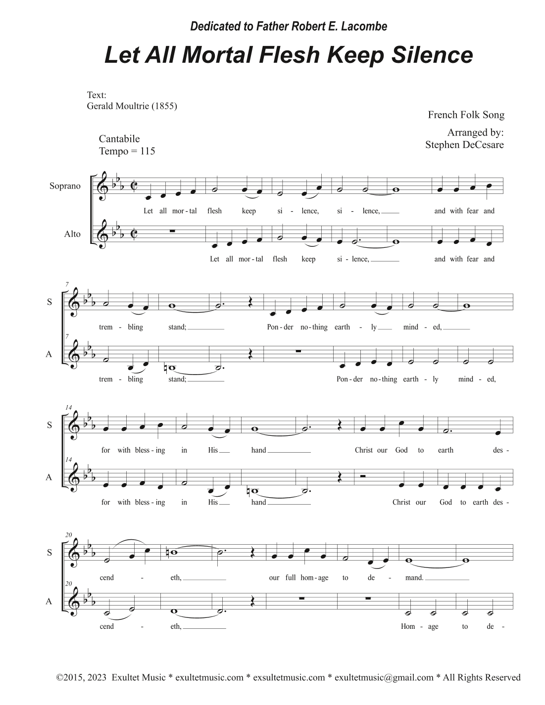 Let All Mortal Flesh Keep Silence (Duet for Soprano and Alto solo) (arr. Stephen DeCesare)