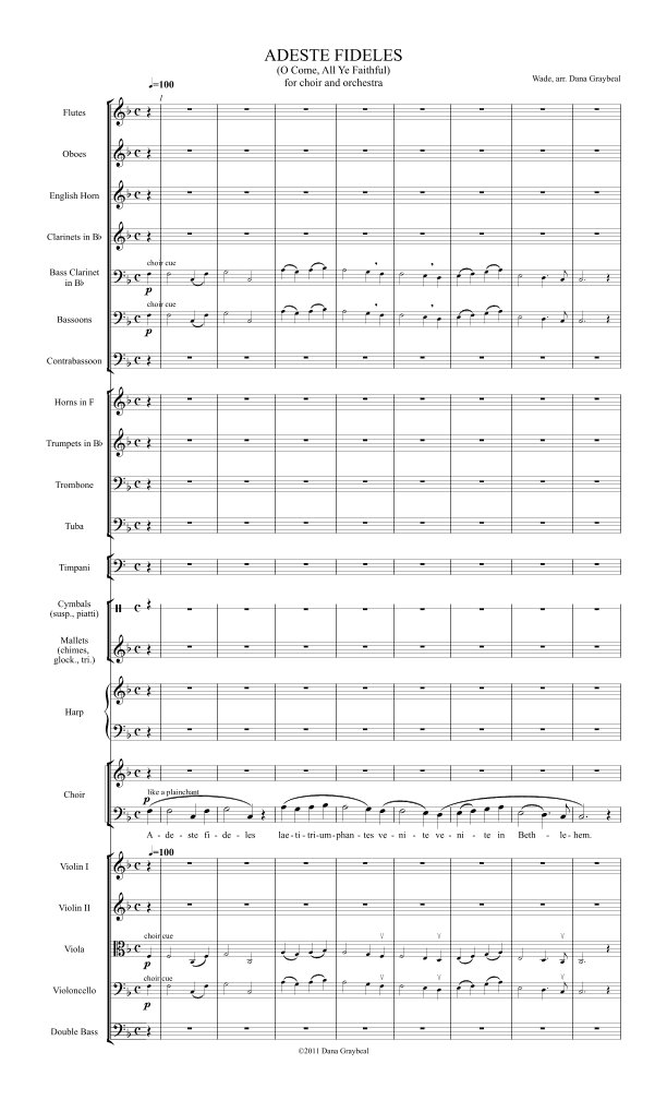 Adeste Fideles (O Come, All Ye Faithful) - for choir and orchestra (arr. Dana Graybeal)