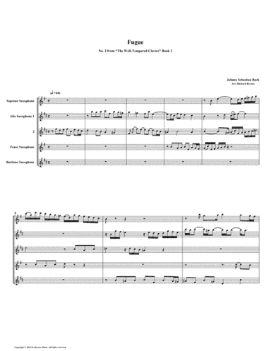 Fugue 02 from Well-Tempered Clavier, Book 2 (Saxophone Quintet) (arr. Richard Byrnes)