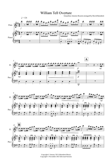 William Tell Overture for Flute and Piano (arr. David Burndrett)