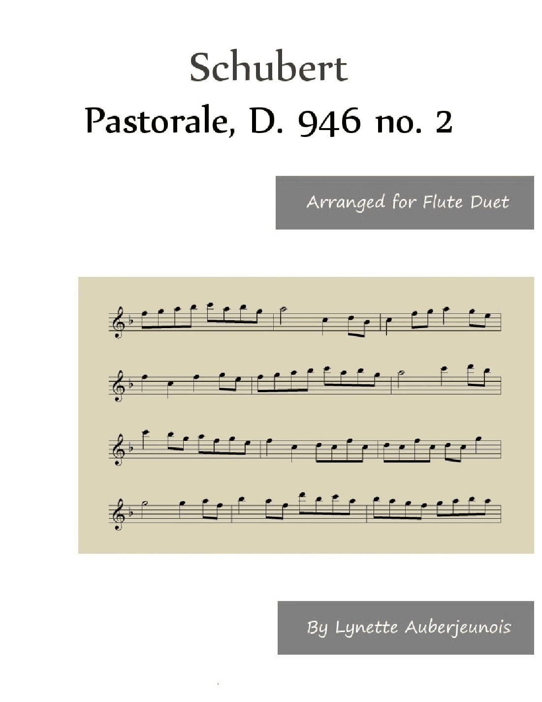 Pastorale, D. 946 no. 2 - Flute Duet (arr. Lynette Auberjeunois)