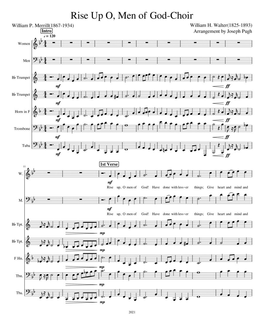 Rise Up. O Men Of God  (Choir w/Brass Quintet) (arr. Joseph Pugh)