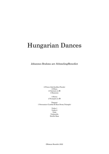 Brahms Hungarian Dances 5 & 6 (arr. Roman Benedict)