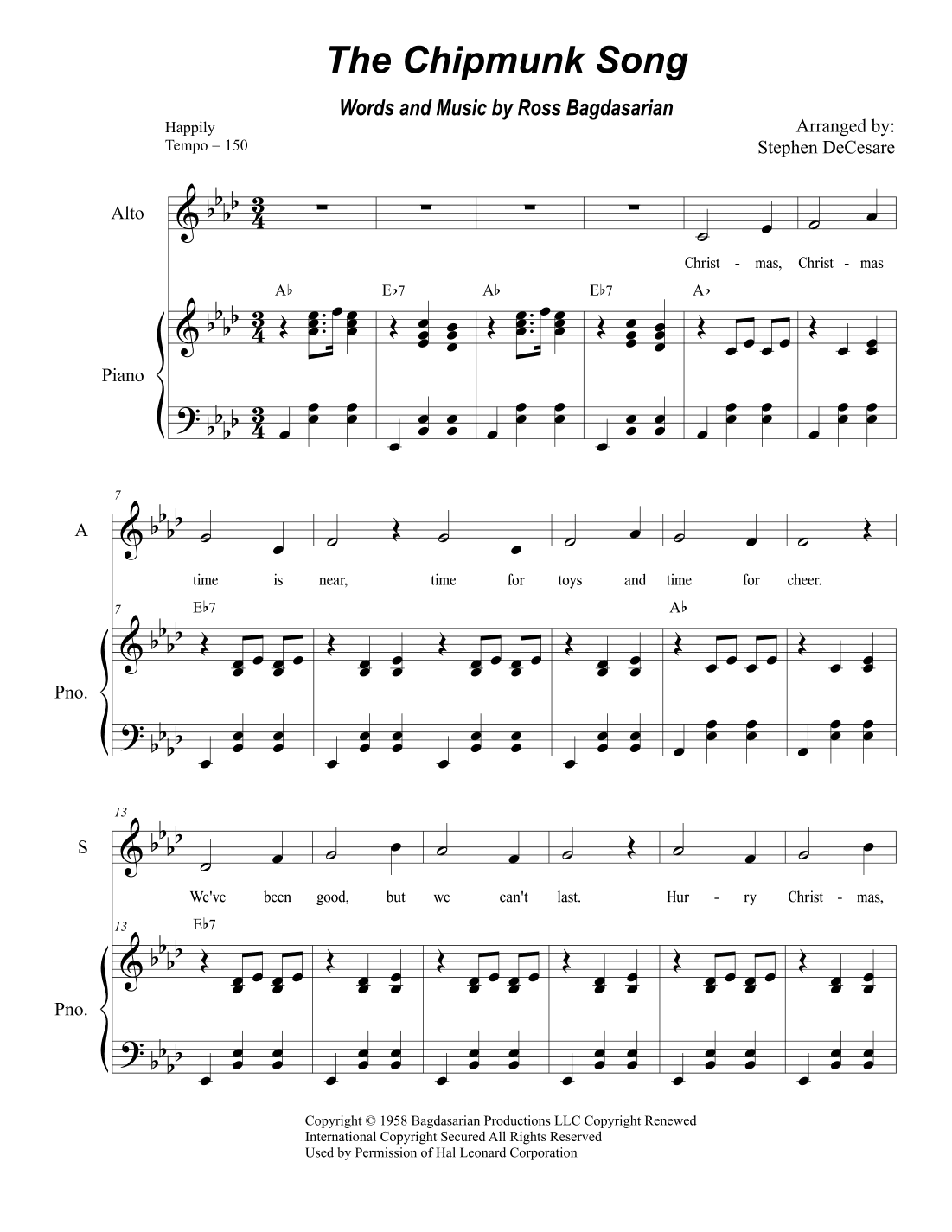 The Chipmunk Song (arr. Stephen DeCesare)