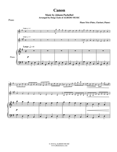 Pachelbel's Canon for Flute, Clarinet & Piano (arr. Doug Clyde)