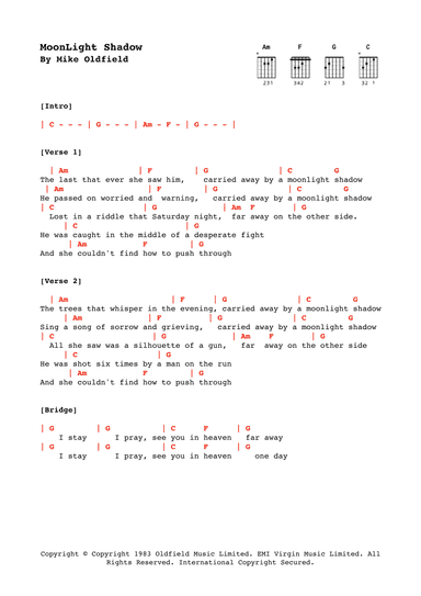 Moonlight Shadow (arr. Alex Davis)