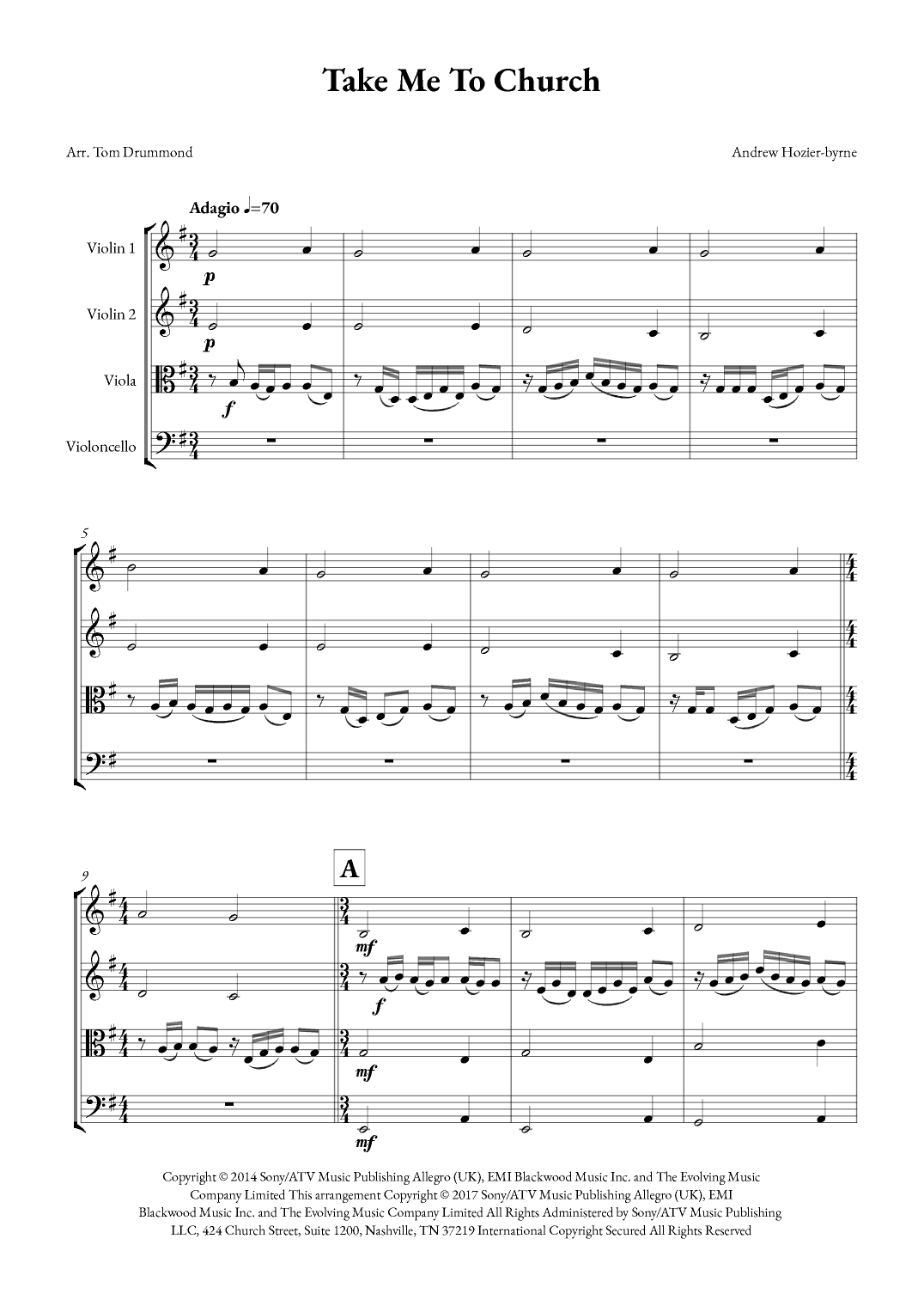 Take Me To Church (arr. Tom Drummond)