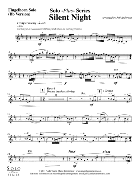 Silent Night for Solo Flugelhorn (Trumpet) and piano/rhythm section (arr. Jeff D. Anderson)