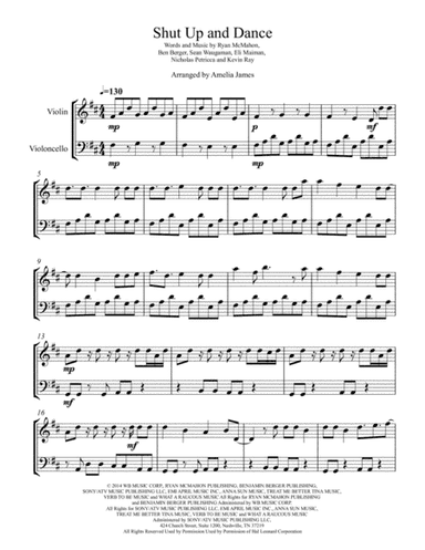 Shut Up And Dance (arr. Amelia James)
