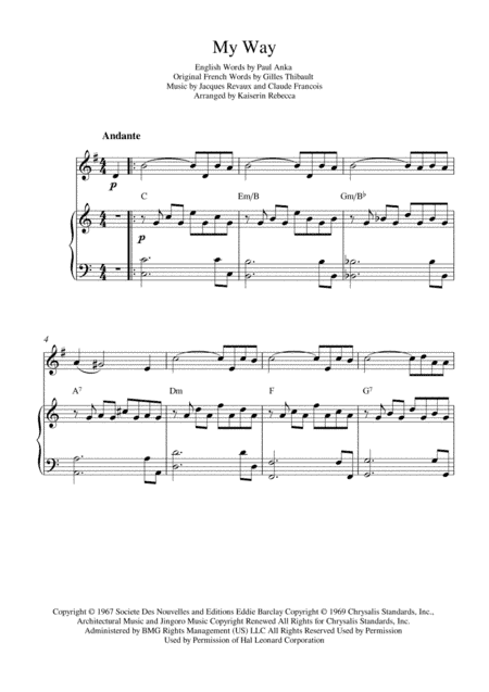 My Way (arr. Kaiserin Rebecca)