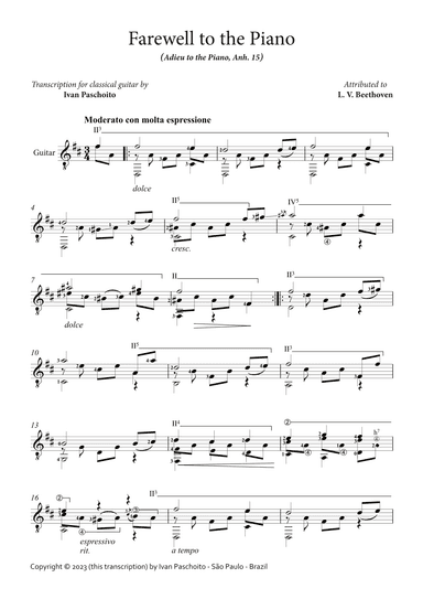 Farewell to the piano (Adieu to the piano) (arr. Ivan Paschoito)