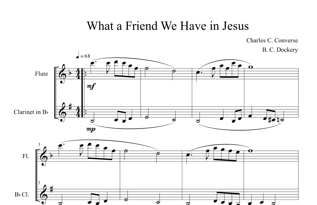 What a Friend We Have in Jesus (Flute and Clarinet Duet) (arr. B. C. Dockery)