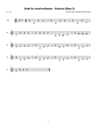 Suite for Small Orchestra - Scherzo (Third Oboe Part)