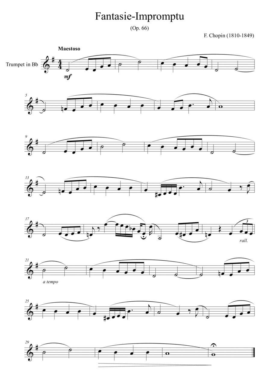 Fantaisie-Impromptu (Op. 66) - for trumpet Bb solo (arr. Passoni Music)