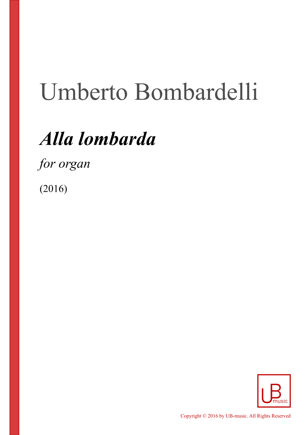 ALLA LOMBARDA for organ