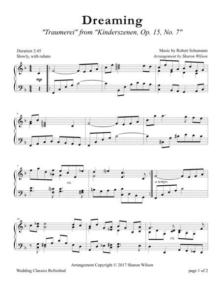 Dreaming (Traumerei) (arr. Sharon Wilson)