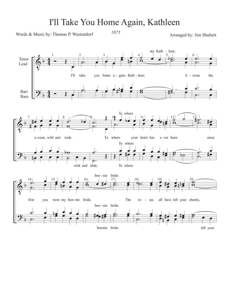 I'll Take You Home Again, Kathleen (arr. Jim Shubert)