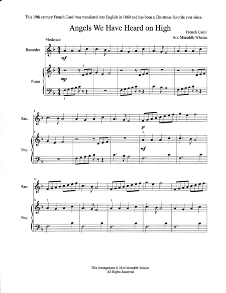 Christmas Duets for Recorder & Piano Vol. 2:  11 Traditional Carols (arr. Meredith Whelan)
