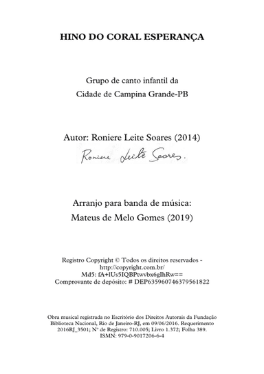 Hino do Coral Esperança (banda-de-música)