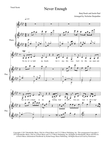Never Enough (arr. Nicholas Desjardins)
