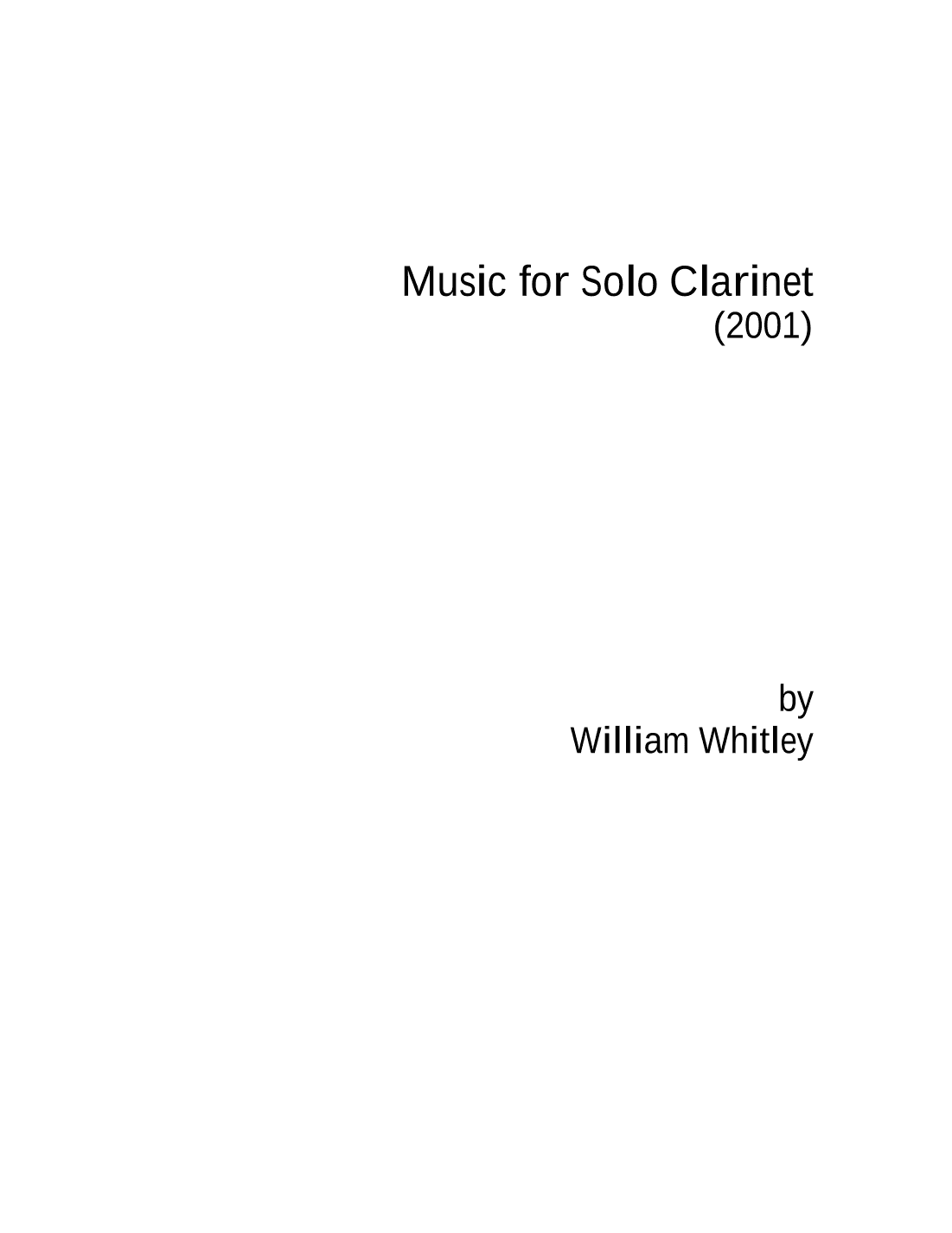 Music for Solo Clarinet (2001)