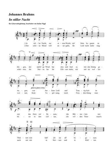 J. Brahms : "In stiller Nacht" for guitar and voice (arr. Stefan Niggl)