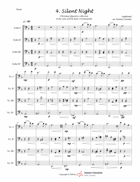 Silent Night CELLO Quartet - ADVANCED (arr. Jeremy Crosmer)
