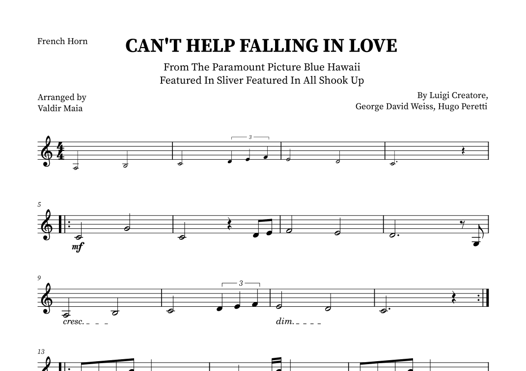 Can't Help Falling In Love (arr. Valdir Maia)