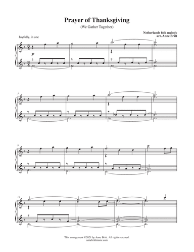 Prayer of Thanksgiving (We Gather Together) (arr. Anne Britt)