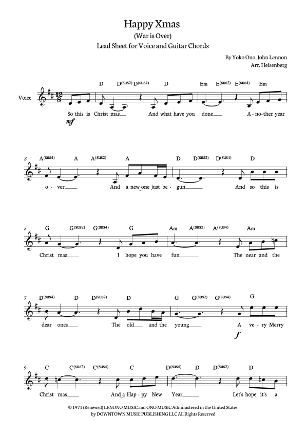 Happy Xmas (war Is Over) (arr. Heisenberg)