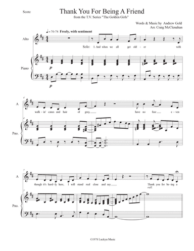 Thank You For Being A Friend (arr. Craig McClenahan)