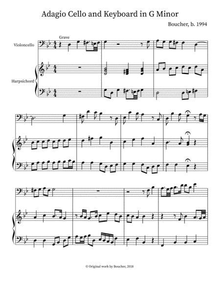 Adagio for Cello and Keyboard in G Minor