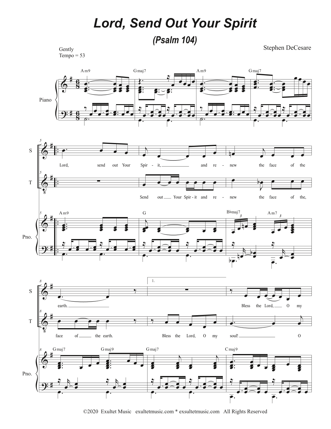 Lord, Send Out Your Spirit (Psalm 104) (2-part choir - (Soprano and Tenor)