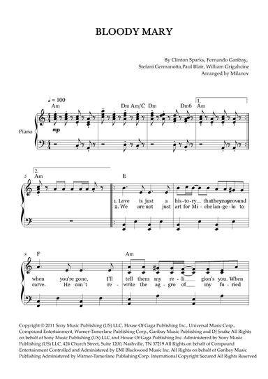 Bloody Mary (arr. Milanov)