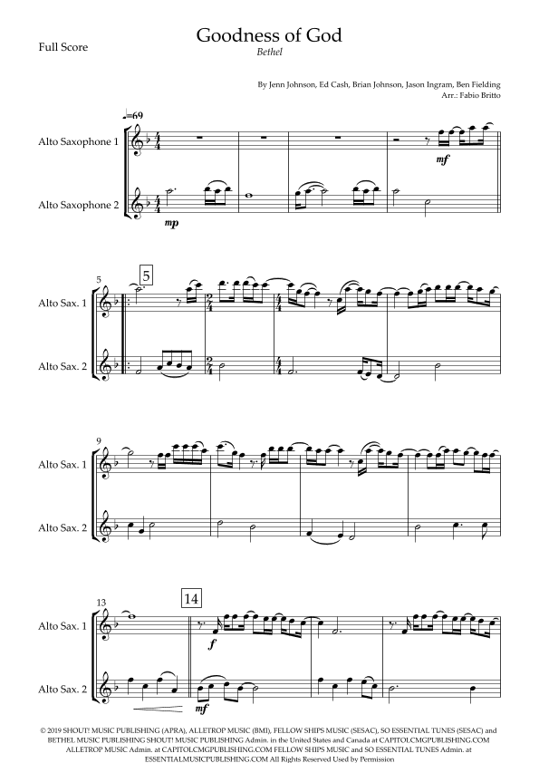 Goodness Of God (arr. Fabio Britto)