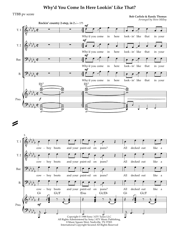 Why'd You Come In Here Lookin' Like That (arr. Steve Milloy)