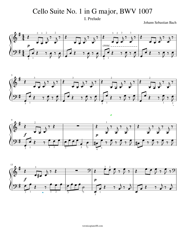 Prelude Cello Suite No. 1 (arr. VeronicaPiano88)