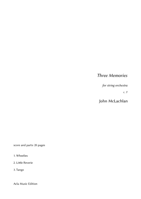 Three Memories for string orchestra