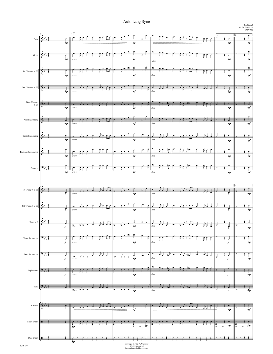 Auld Lang Syne (Old Lang Syne) (arr. W. Giannone)
