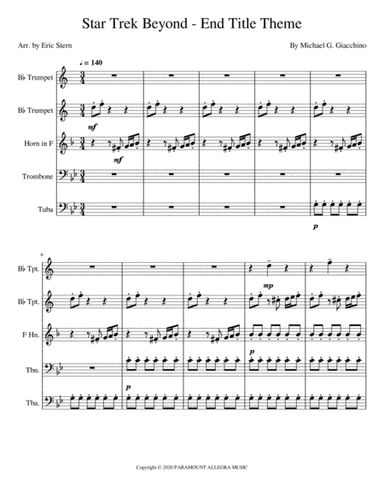 Star Trek Beyond - End Title Theme (arr. Eric Stern)