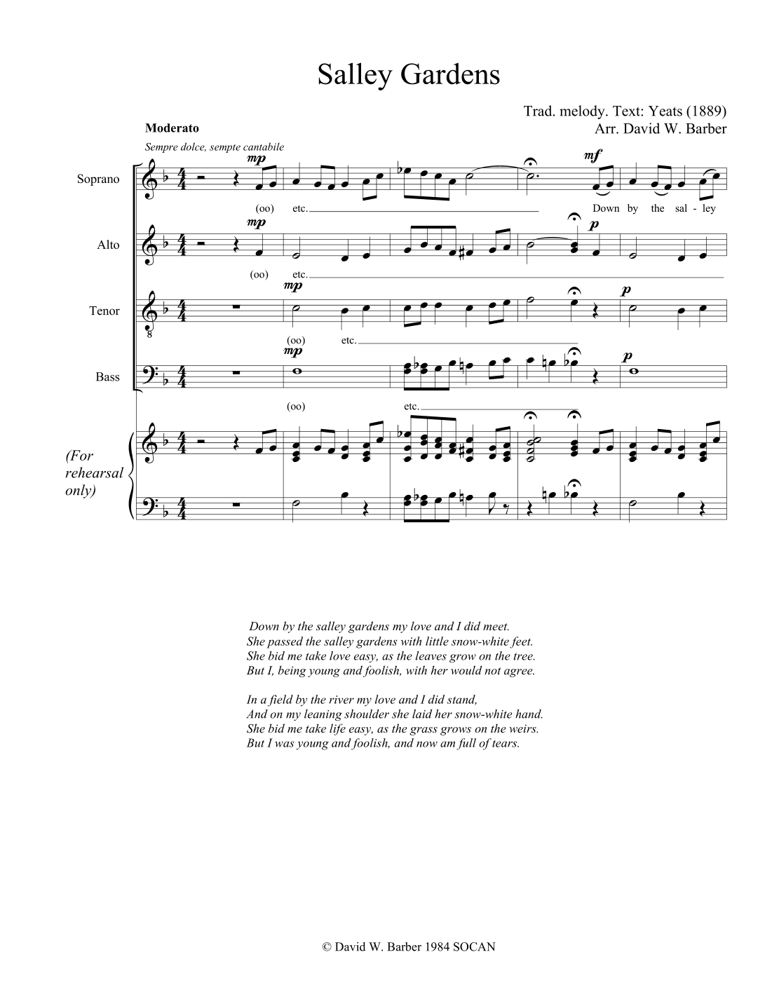 Salley Gardens (arr. David W. Barber)