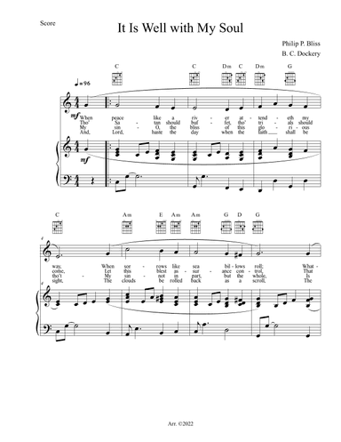 It Is Well with My Soul (Piano/Vocal/Guitar) (arr. B. C. Dockery)