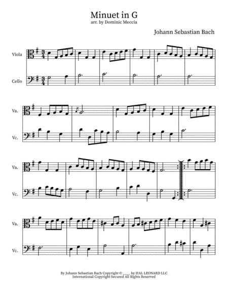 Minuet I In G Major (arr. Dominic Meccia)
