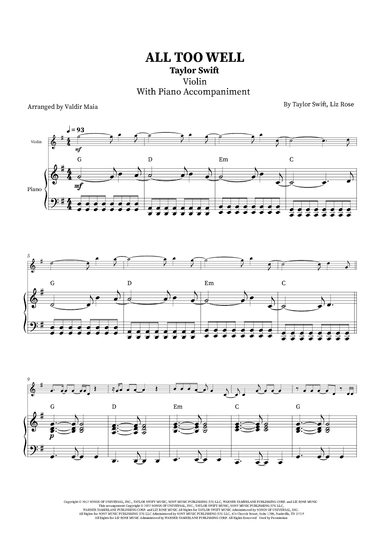 All Too Well (arr. Valdir Maia)