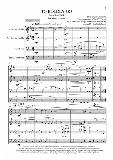 To Boldly Go  from STAR TREK (arr. Sophia Johanna)