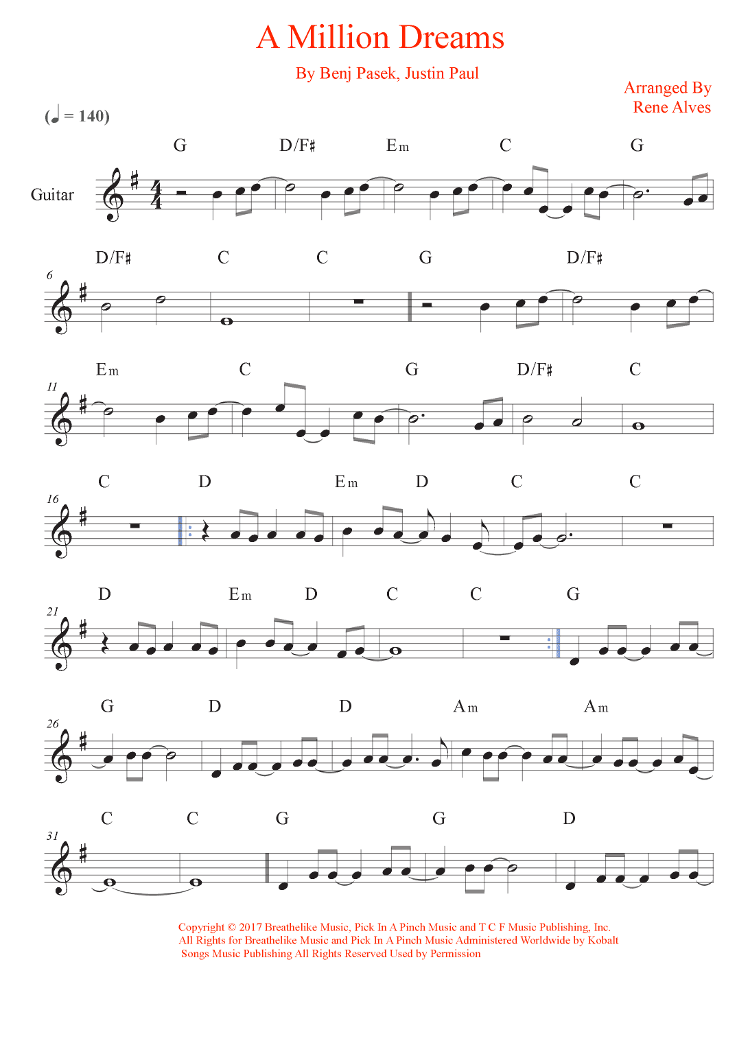 A Million Dreams (arr. Rene Alves)