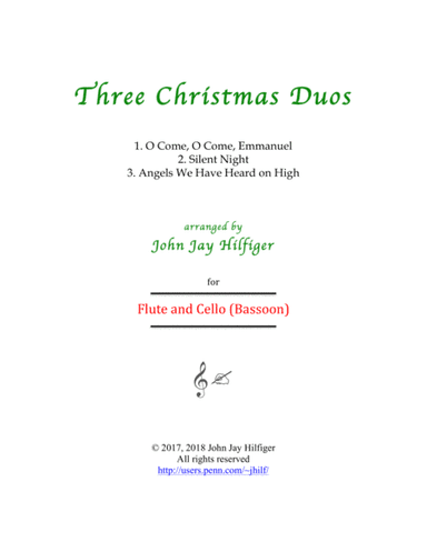 Three Christmas Duos for Flute and Cello (arr. John Jay Hilfiger)
